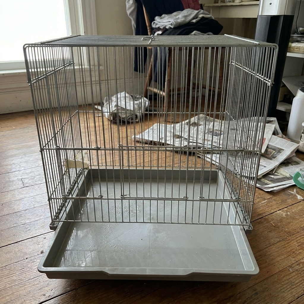 Bird cage after steam cleaning